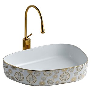 Tezgah Üstü Çanak Lavabo E-2107ab Beyaz-altin