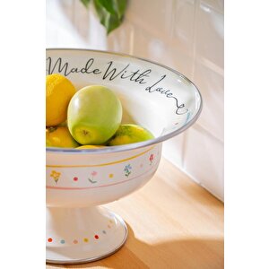 Made With Love Emaye Ayaklı Meyvelik - 28 Cm Xap-07711