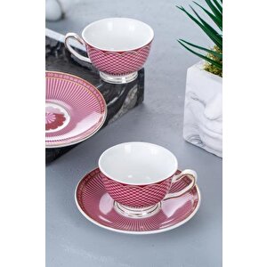 Grn-05033 Tessa Kırmızı 2 Kişilik Kahve Fincan Takımı
