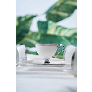 Hxf-06551 Thelma Silver Beyaz 6lı Kahve Fincan Takımı