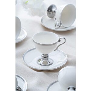 Hxf-06551 Thelma Silver Beyaz 6lı Kahve Fincan Takımı