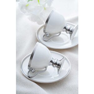 Hxf-06551 Thelma Silver Beyaz 6lı Kahve Fincan Takımı