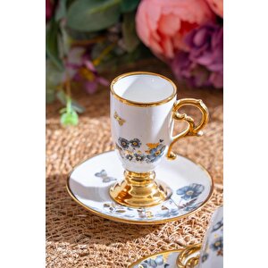 Kai-07518 Parlin Siyah 6lı Kahve Fincan Takımı