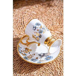 Kai-07518 Parlin Siyah 6lı Kahve Fincan Takımı