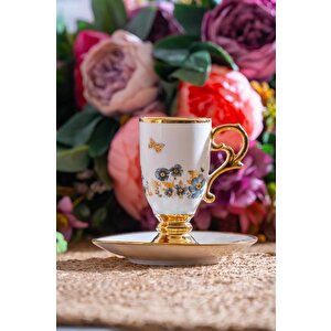 Kai-07518 Parlin Siyah 6lı Kahve Fincan Takımı
