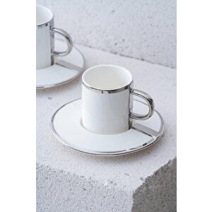 Hxf-06875 Gümüş Yaldızlı 2 Kişilik Kahve Fincan Takımı
