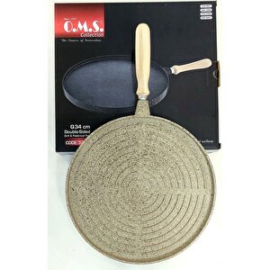 3285 Döküm Granit Yuvarlak Çift Taraflı 34 Cm Gözleme Tavası Kumbeji
