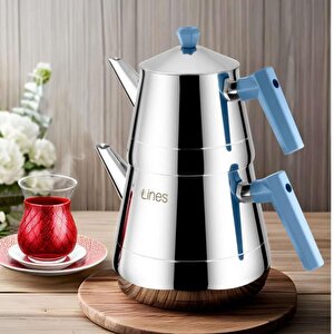 Lines L-3064 Piramit Orta Boy Çelik Çaydanlık Bakalit Gri