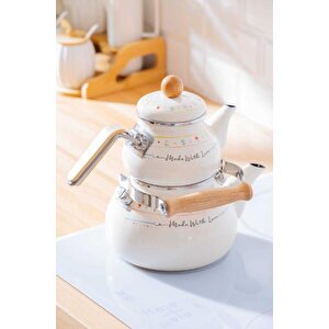Made With Love Alt Üst Tombul Emaye Çaydanlık Xap-07709