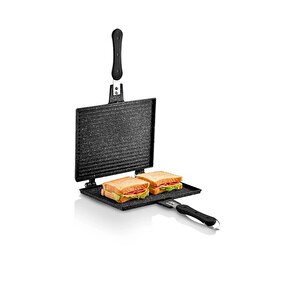 Fms D3001 Büyük Döküm Ocak Üstü El Tost Makinesi Siyah 20x26cm