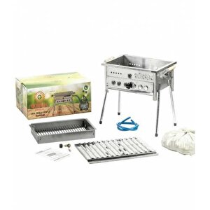 Tüplü Lav Taşlı 35*50 Cm Büyük Mangal Seti