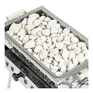 Tüplü Lav Taşlı 35*50 Cm Büyük Mangal Seti