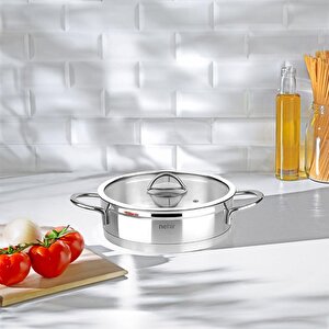 Silver Mat Trend 26 Cm Sığ Kısa Çelik Tencere