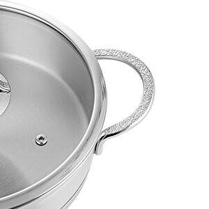 Silver Mat Trend 26 Cm Sığ Kısa Çelik Tencere