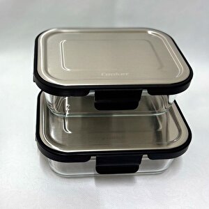 Ckr3487 Cam Saklama Kabı 640 Ml Siyah 2 Adet