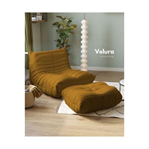 Muvva Berjer & Puflu Pofuduk Relax Koltuk & Armut Tekli Koltuk - Turuncu Yeşil