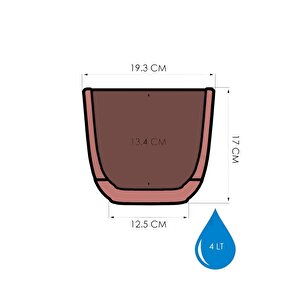 Krs-384 Dekoratif Plastik Mercan Kare Saksı 4 Litre No 4 Açık Pembe