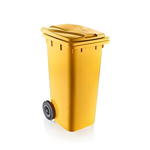 Sy-6506 Eko Tekerlekli Kapaklı Plastik Çöp Konteyneri 120 Lt Sarı