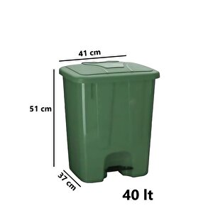 Sy-4255 40 Lt Köşeli Pedallı Plastik Çöp Kovası (i̇ç Kovasız) Yeşil