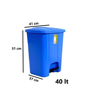 Sy-4255 40 Lt Köşeli Pedallı Plastik Çöp Kovası (i̇ç Kovasız) Mavi