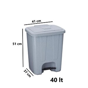 Sy-4255 40 Lt Köşeli Pedallı Plastik Çöp Kovası (i̇ç Kovasız) Gri