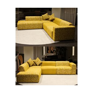 Mila Köşe Takımı & Modern Kadife Sol Köşe Koltuk Takımı - Krem-1003