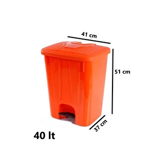 Sy-4255 40 Lt Köşeli Pedallı Plastik Çöp Kovası (i̇ç Kovasız) Turuncu