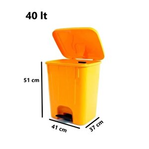 Sy-4255 40 Lt Köşeli Pedallı Plastik Çöp Kovası (i̇ç Kovasız) Sarı