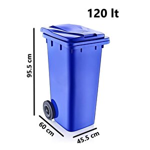 Sy-6505 Tekerlekli Kapaklı Plastik Çöp Konteyneri 120 Lt Mavi