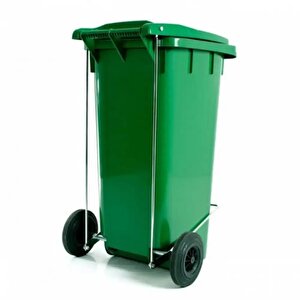 Sy-6507 Pedallı Tekerlekli Kapaklı Plastik Çöp Konteyneri 120 Lt Yeşil