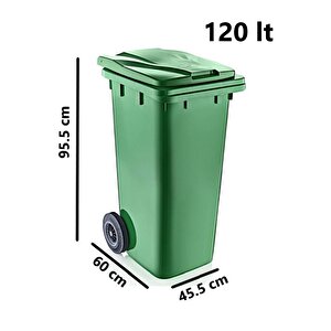 Sy-6505 Tekerlekli Kapaklı Plastik Çöp Konteyneri 120 Lt Yeşil