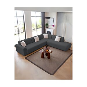 Mila Köşe Takımı & Modern Kadife Sağ Köşe Koltuk Takımı - Gece Mavisi-1014 Gece Mavisi
