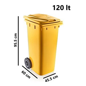 Sy-6505 Tekerlekli Kapaklı Plastik Çöp Konteyneri 120 Lt Sarı