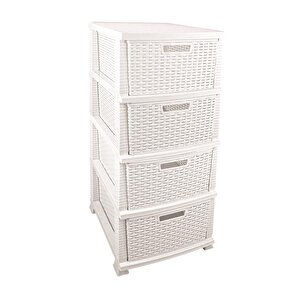 Omnipazar Srl-4002 Rattan Hasır Desen Plastik Komidin Mutfak Sebzelik 4 Katlı