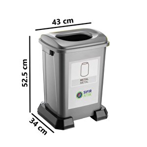 Sy-4395 Sıfır Atık Geri Dönüşüm Çöp Kutusu 50 Lt 6'lı Set
