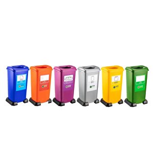 Sy-4398 Sıfır Atık Geri Dönüşüm Çöp Kutusu 70 Lt 6'lı Set