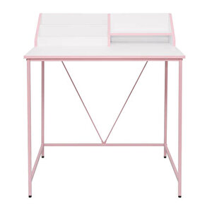 Retro Metal Ayaklı Bölmeli Çalışma Masası-pembe/beyaz 90x75x50 Cm