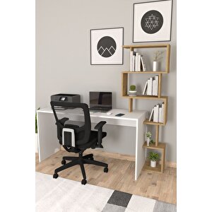 Pratik Kitaplıklı Çalışma Masası Beyaz Çam
