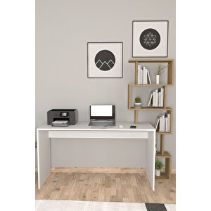 Pratik Kitaplıklı Çalışma Masası Beyaz Çam