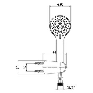 Eca Luna Ankastre Duş Seti - 3 Yollu / 7 Parça Set - Eca.ankset.bd312