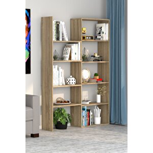 Office Dekoratif Kitaplık Meşe