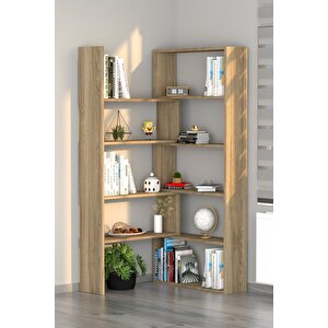 Office Dekoratif Kitaplık Meşe