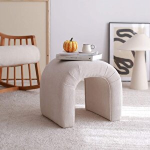 Nina Dekoratif Puf - Beyaz 51x46x45 Cm