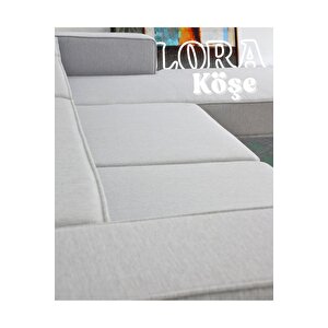Lora Köşe Takımı - Açık Gri