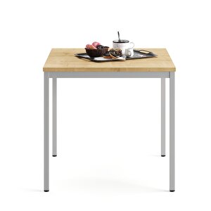 Çok Amaçlı 80x80x75h Cm Masa, Yemek Masası, Çalışma Masası, Bilgisayar Masası , Safir Meşe