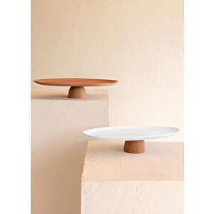 The Mia Limoges Ahşap Ayaklı Servis Tabağı Terracota 34x17x6,5 Cm