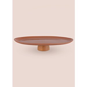The Mia Limoges Ahşap Ayaklı Servis Tabağı Terracota 34x17x6,5 Cm