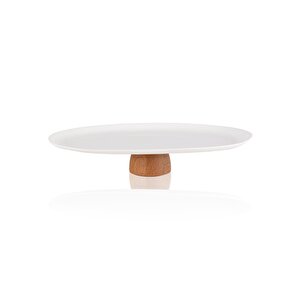 Limoges Ahşap Ayaklı Servis Tabağı Beyaz 34x17x6,5 Cm