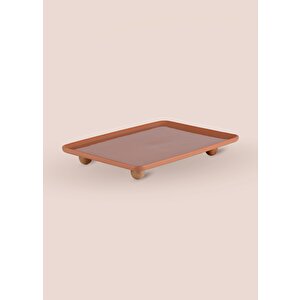 The Mia Limoges Ahşap Ayaklı Servis Tabağı Terracota 33x23x5 Cm