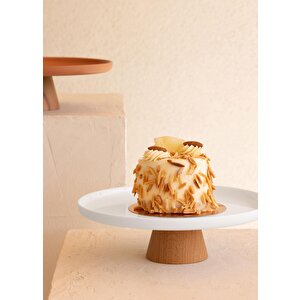 Limoges Ahşap Ayaklı Tabak Beyaz 21x7 Cm